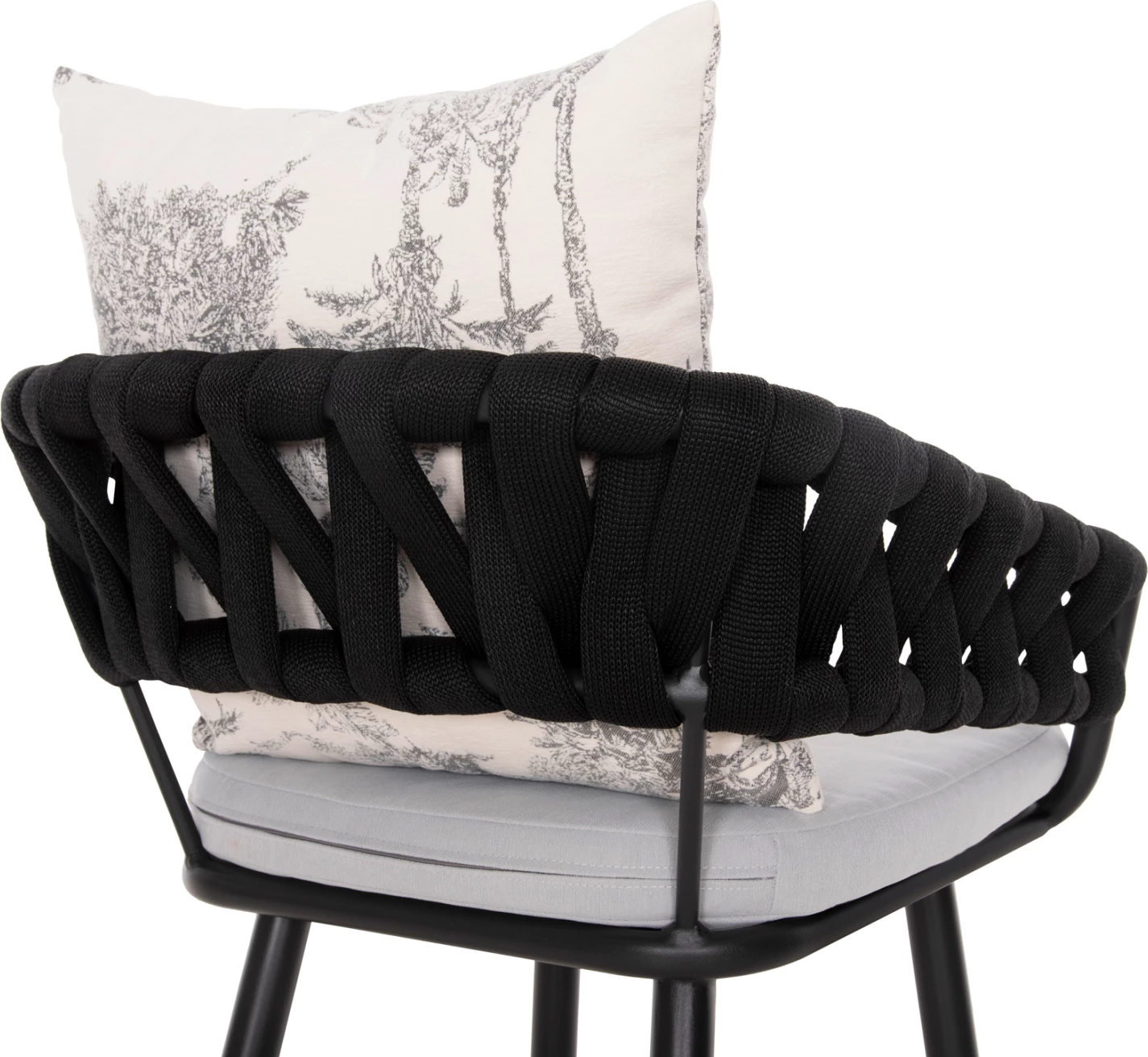 Barski stol aluminij CAMDEN FH6142.01 antracit z ecru hrbtnim vzglavnikom s tiskanim vzorcem 56x60x108Hcm