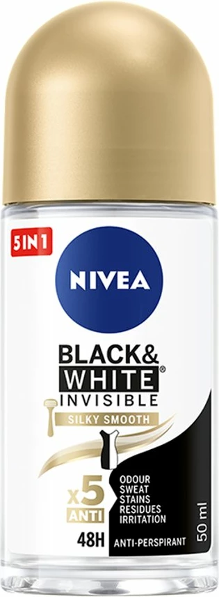 Roll-on deodorant za ženske Nivea Black & White Invisible Silky Smooth, 50 ml