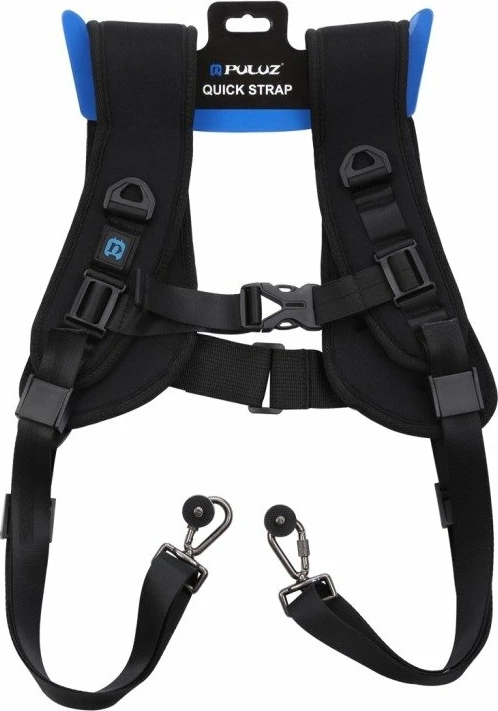 Dvojni pas za ramo Puluz PU6002 za kamere, črn