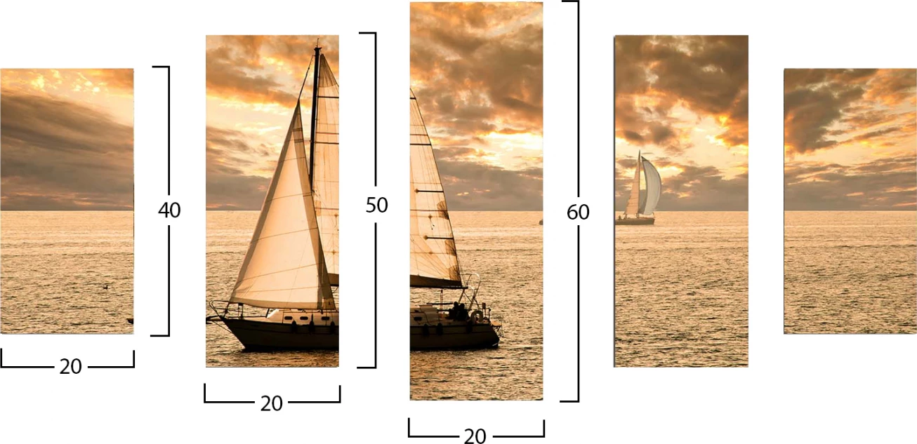 Deska pet kosov MDF sončni zahod jadranje FH7206.01 100X0,3X60 cm