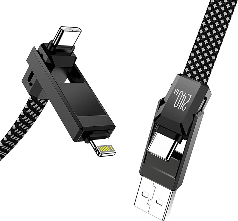 Kabel 4-v-1 BlitzWolf BW-HDC7, 1,2 m, 240 W, USB-A/USB-C/Lightning, črn