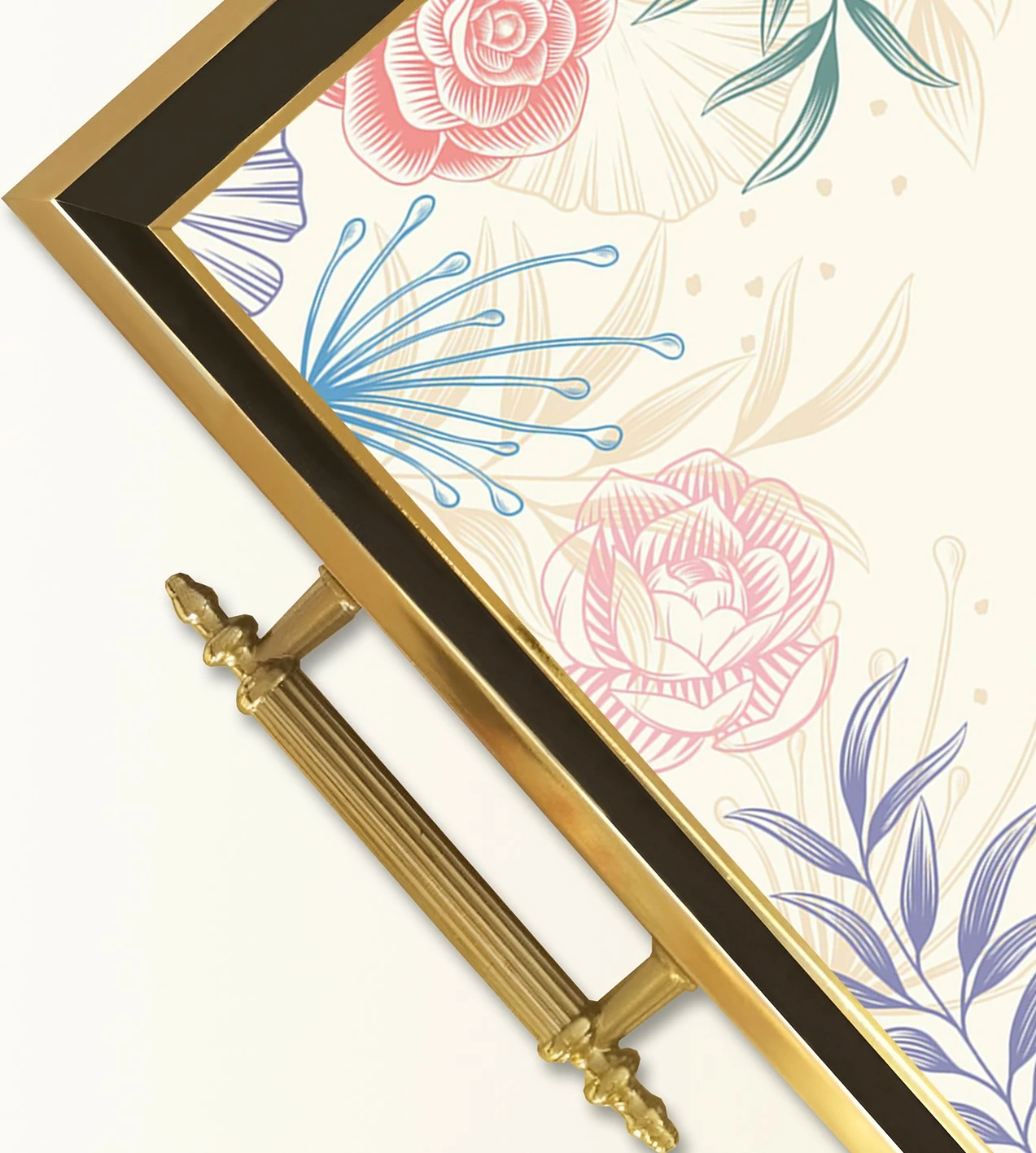 Pladenj iz stekla s cvetličnim vzorcem, večbarven, TPA9793