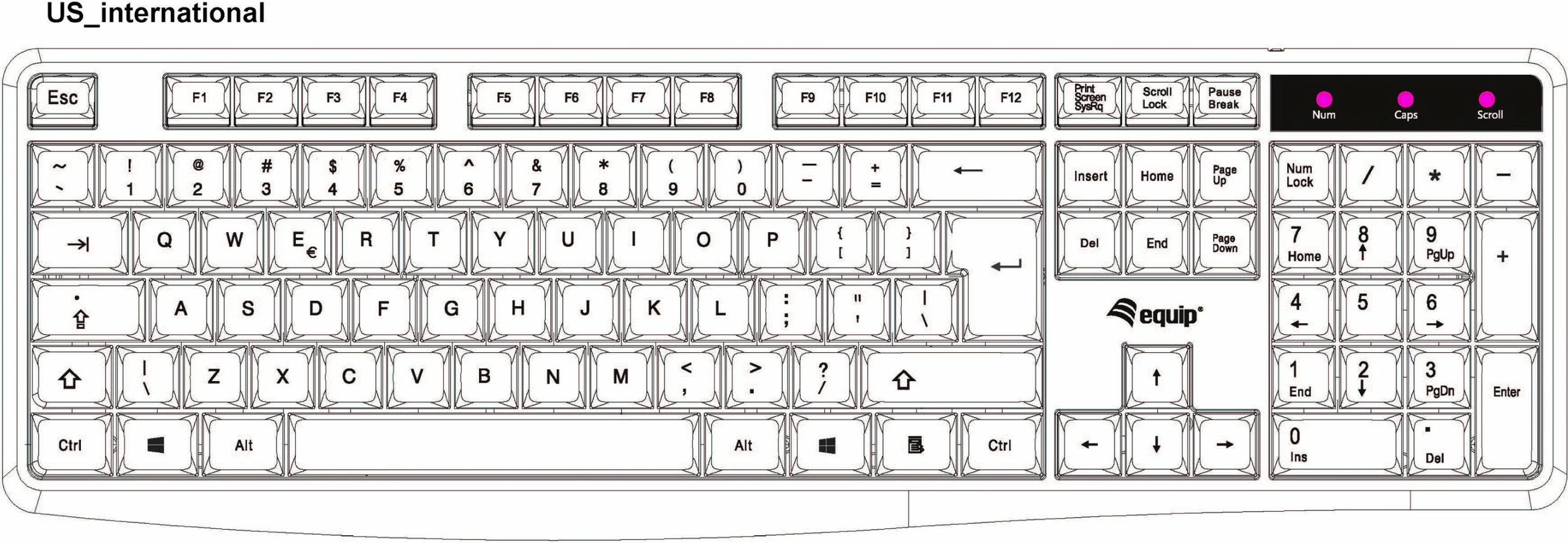 Polna USB tastatura QWERTY, črna — EQUIP