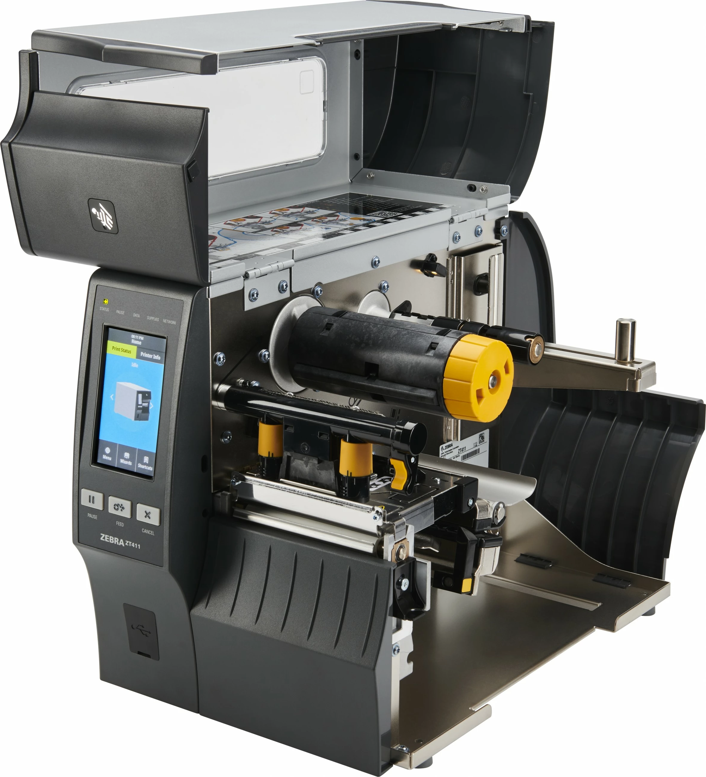 Termični printer Zebra ZT411, neposredni termični / termični transfer, 203 x 203 DPI, 2,4 ips, 10,4 cm, črno/siv