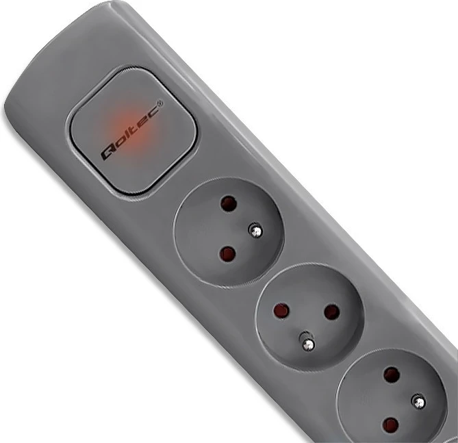 Razdelilnik Qoltec 50277, 6 vtičnic, 1,8 m, sivi