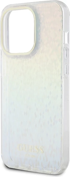 Zaščitni ovitek z zrcalnim disco iridescent učinkom Guess IML Faceted Mirror za iPhone 15 Pro, večbarven