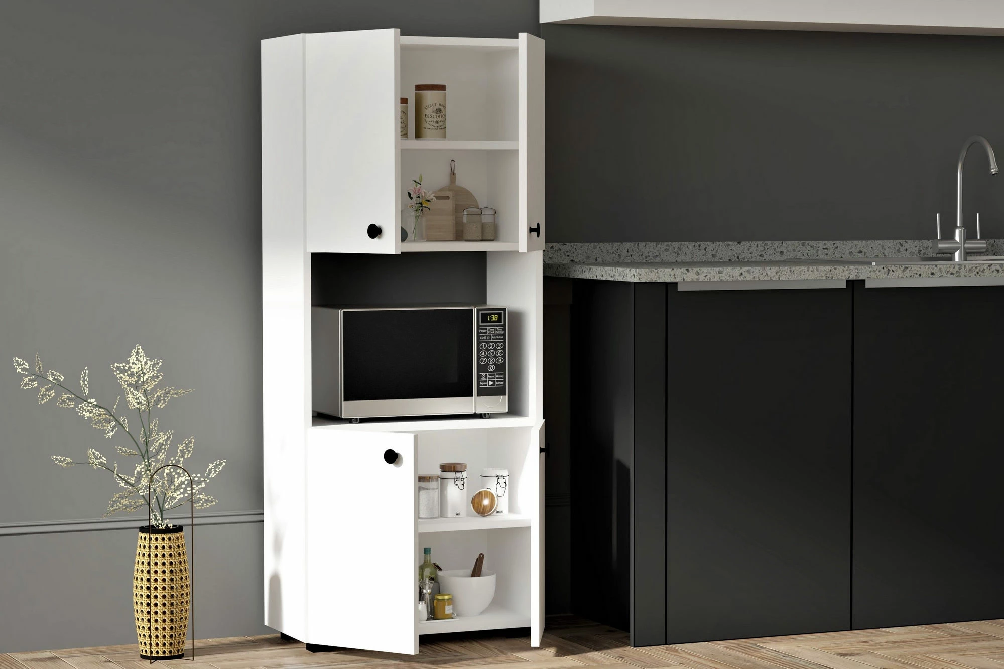 Skandinavski kuhinjski omarica Hanah Home Ayaz, bela