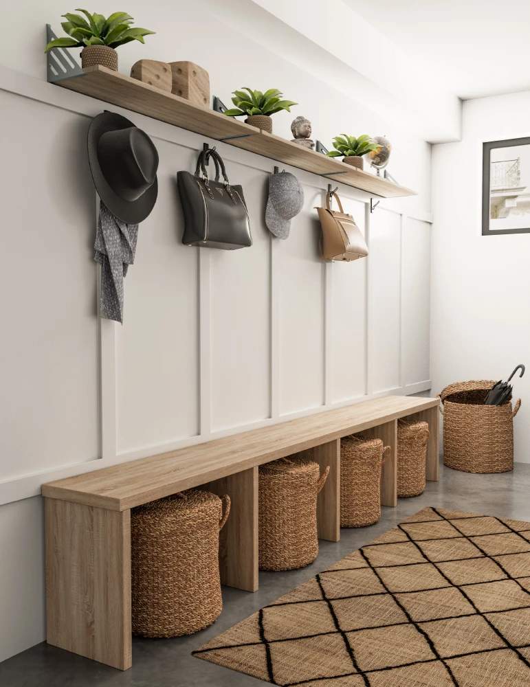 Set košar iz morskih trav s pokrovom, naravno, 2 kosa, 44x44x45