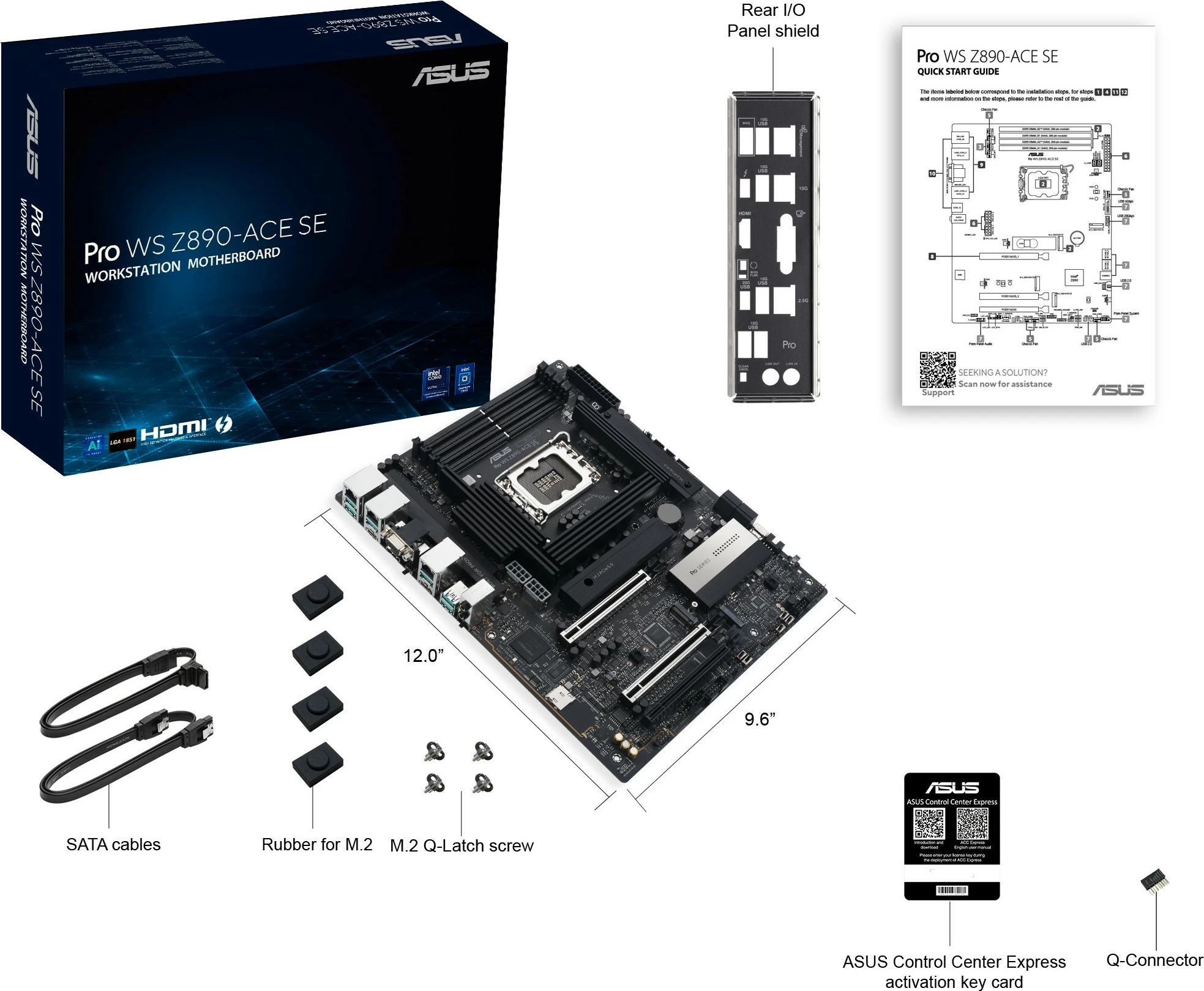 Plošča za delovno postajo ASUS Pro WS Z890-ACE SE, LGA 1851, DDR5 256GB, PCIe 5.0, Thunderbolt 4