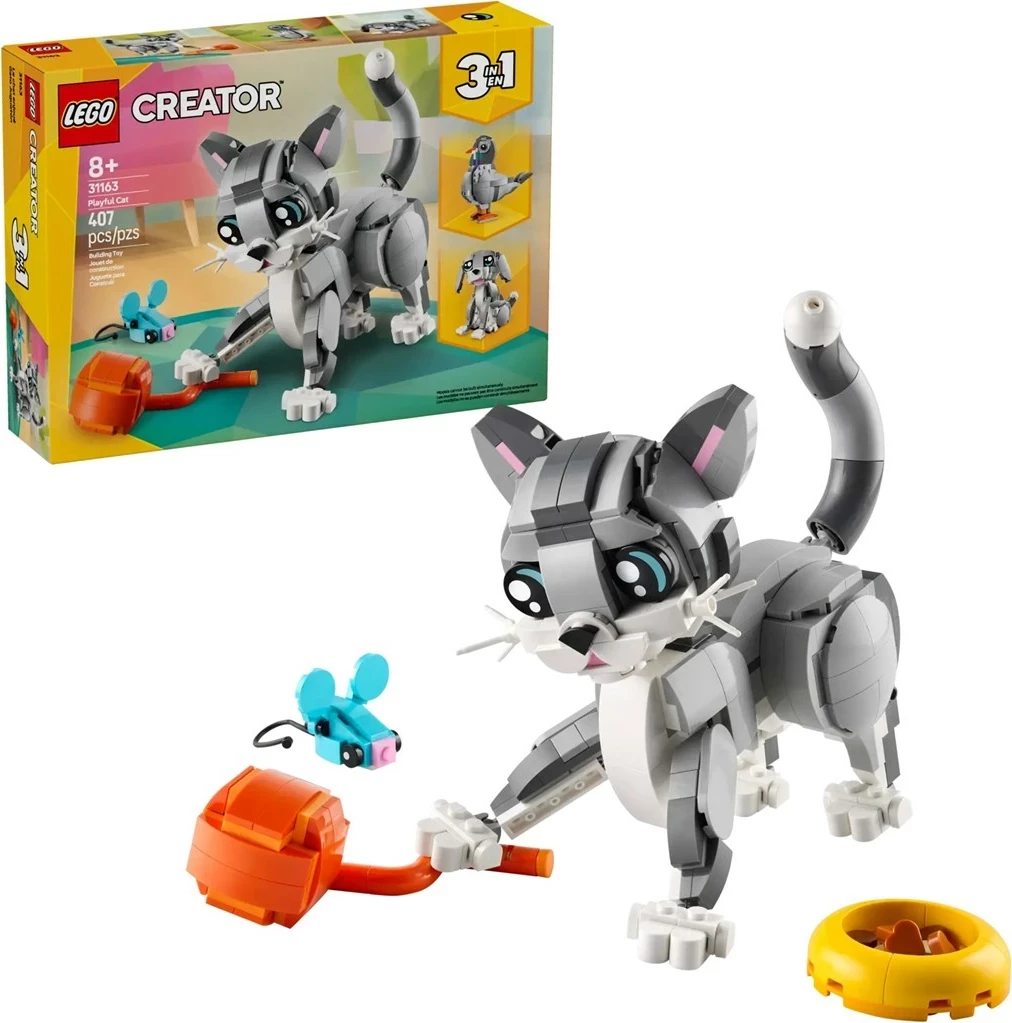 Igriv maček, Set LEGO Creator 3 v 1 Playful Cat 31163, za otroke 8+