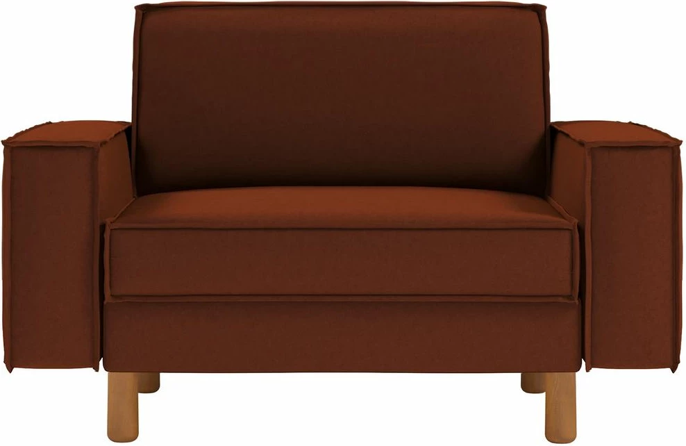 Enosedni kavč, Atelier del Sofa Sparrow Loveseat, opečno rdeč, orehove noge