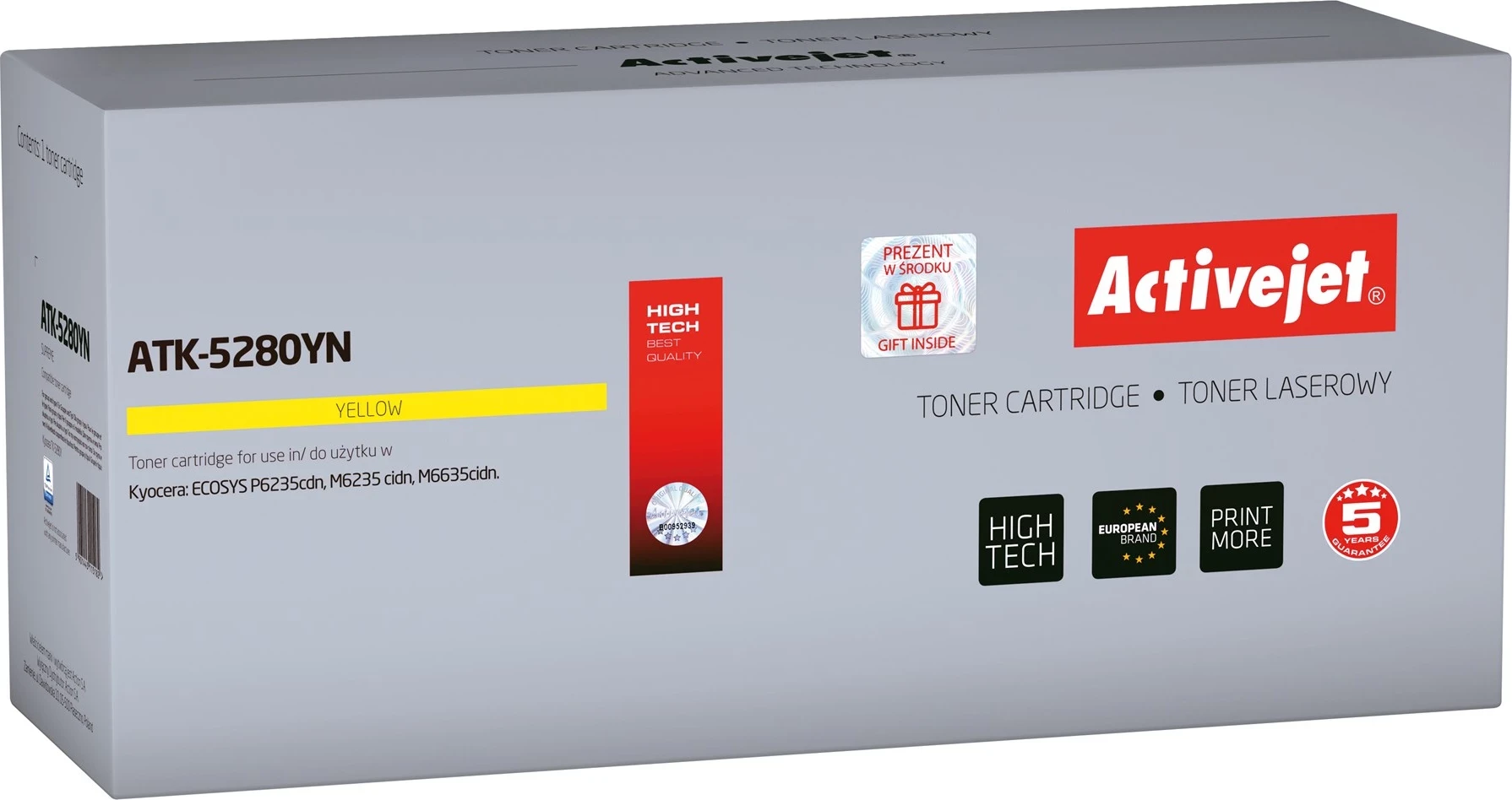 Toner zamenjalni Activejet ATK-5280YN za Kyocera tiskalnike, 11000 strani, rumen