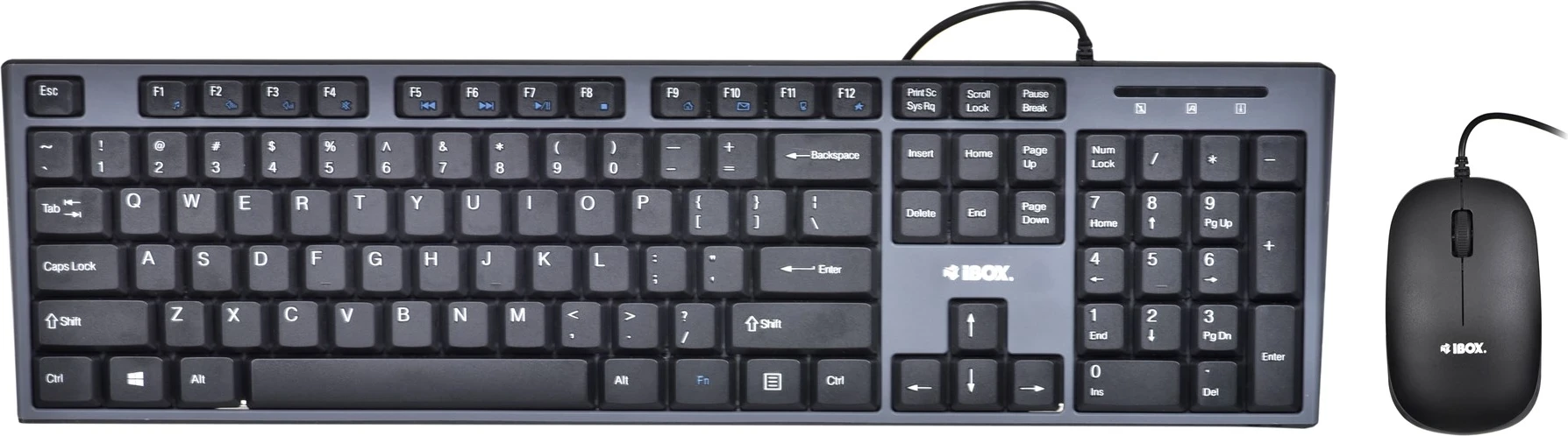 Tastatura in miška IBOX IKMS606, USB, QWERTY, angleška, črna