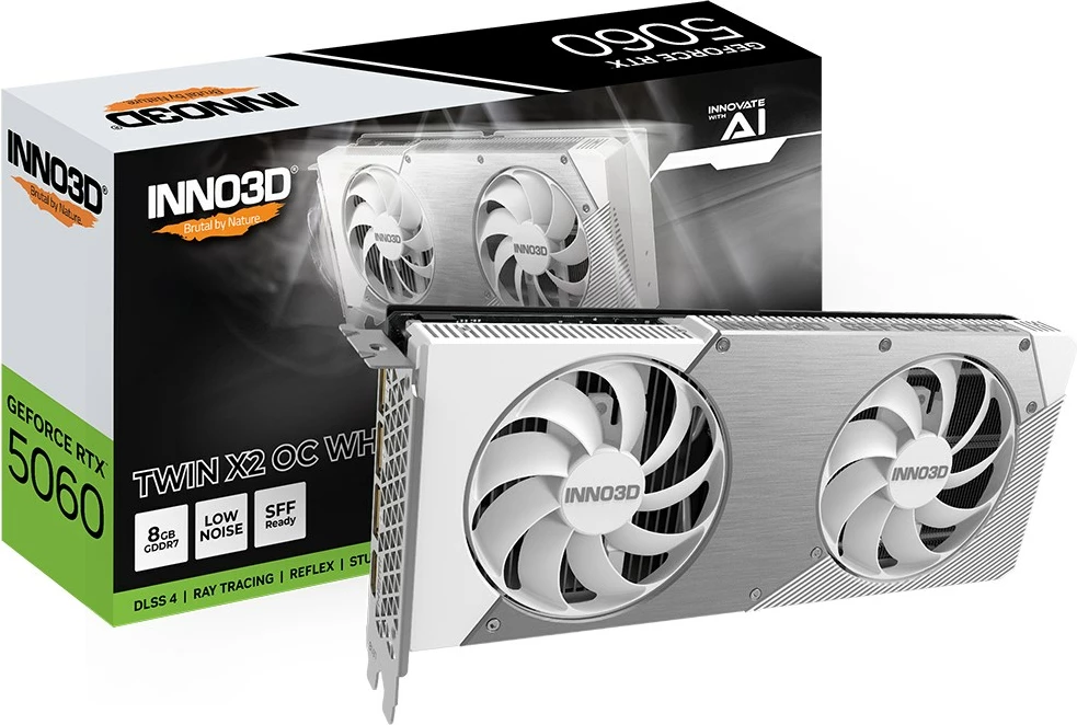 Grafična kartica INNO3D GeForce RTX 5060 Twin X2 OC, 8 GB GDDR7, siva