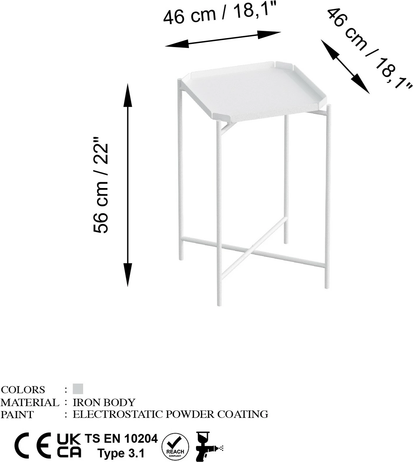 Kavni mizica, belo, Hanah Home SHB-008-B