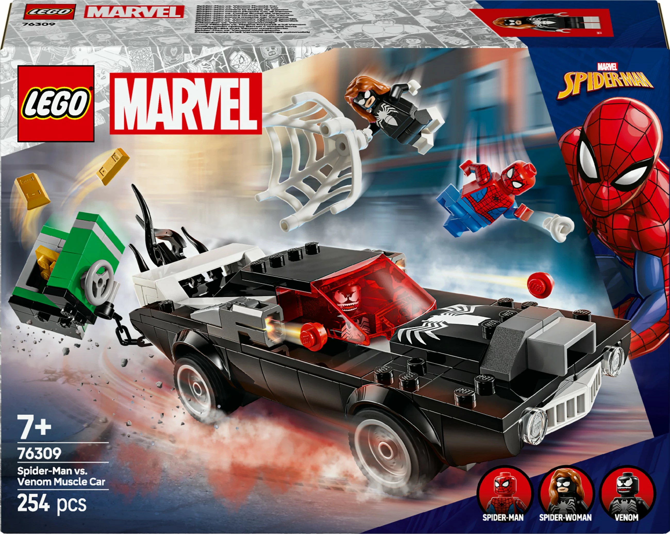 Set za sestavljanje Spider-Man proti Venom Muscle-Car, LEGO Marvel 76309, 254 kosov, večbarven