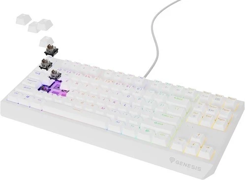 Mehanična tipkovnica Thor 230, TKL, RGB Outemu Brown, Genesis, bela
