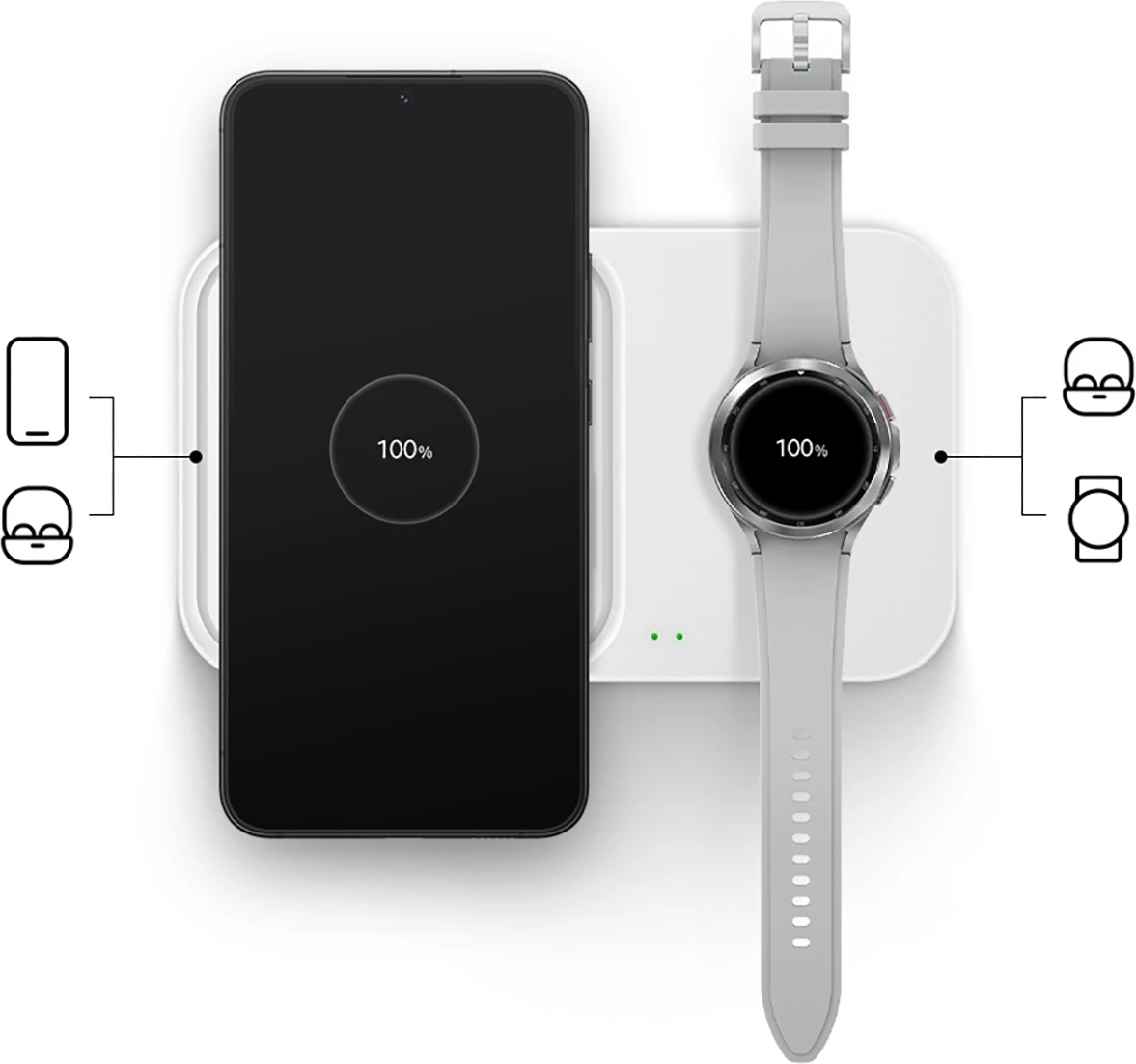 Brezžični polnilec Duo, Samsung Wireless Charger Duo EP-P5400TWEGEU, 15 W, z USB-C kablom, bel, komplet