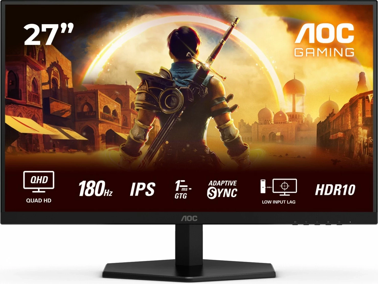 27" Fast IPS monitor, 2560x1440, 180Hz, HDR10, AOC Q27G42XE, črn