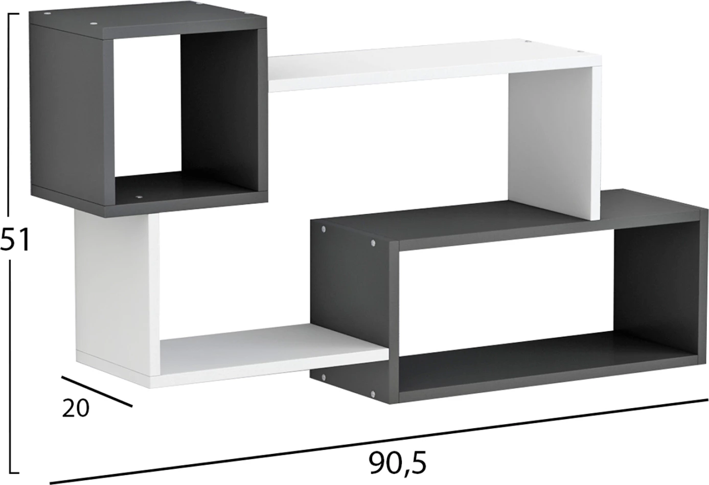 Stenske police TANNER FH8948.12 melamin v sivo-beli barvi 90,5x20x51H cm