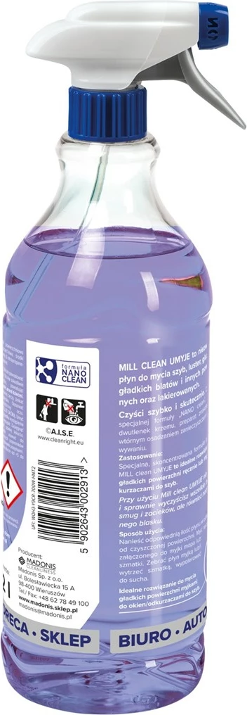 Čistilo za steklo Madonis Mill Clean Maciejka, 1,22 L, vijolično