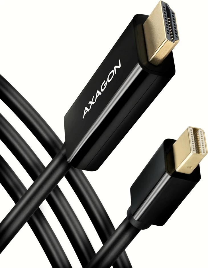 Aktivni adapter/kabel Mini DisplayPort na HDMI AXAGON RVDM-HI14C2, 1,8 m, črn