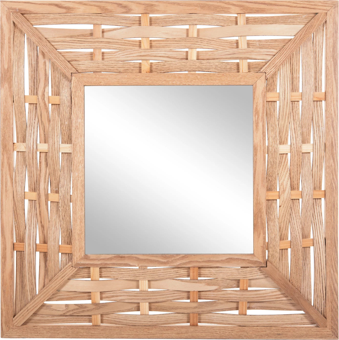 Stensko ogledalo kvadratno FH4226 bambus v barvi hrasta 71x7x71 cm