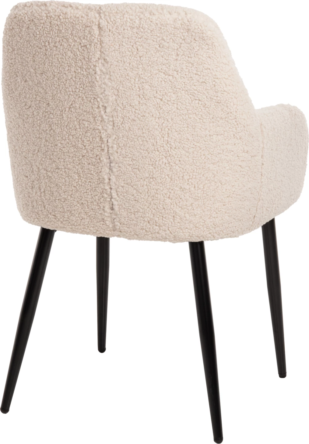 Fotelj SHELLY FH8591.02 iz tkanine TEDDY v beli barvi s črnimi kovinskimi nogami 57x55x87H cm, set 2 kosov