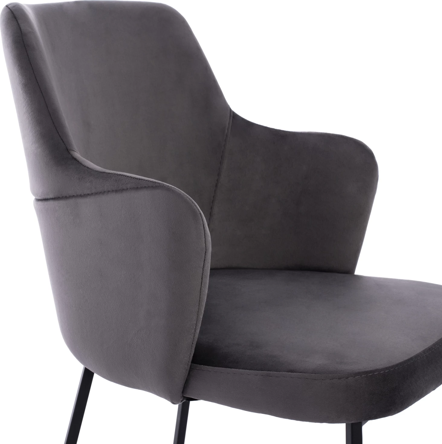 Jedilni set 7 kosov miza MDF orehov les furnir in naslanjači žamet siva FH10638