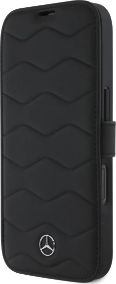 Usnjen ovitek za telefon Mercedes MB Waves za iPhone 16 Pro Max, črn
