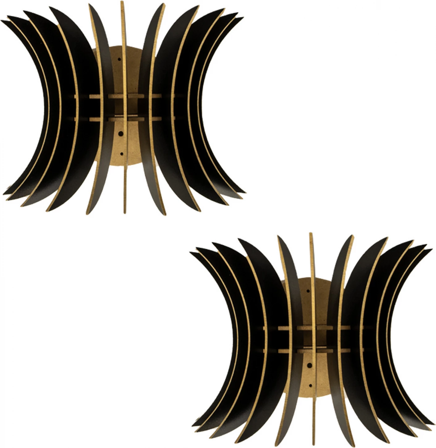 Komplet stenskih svetilk 2 kos lesene iz MDF črne FH7380.03 28x20x20 cm