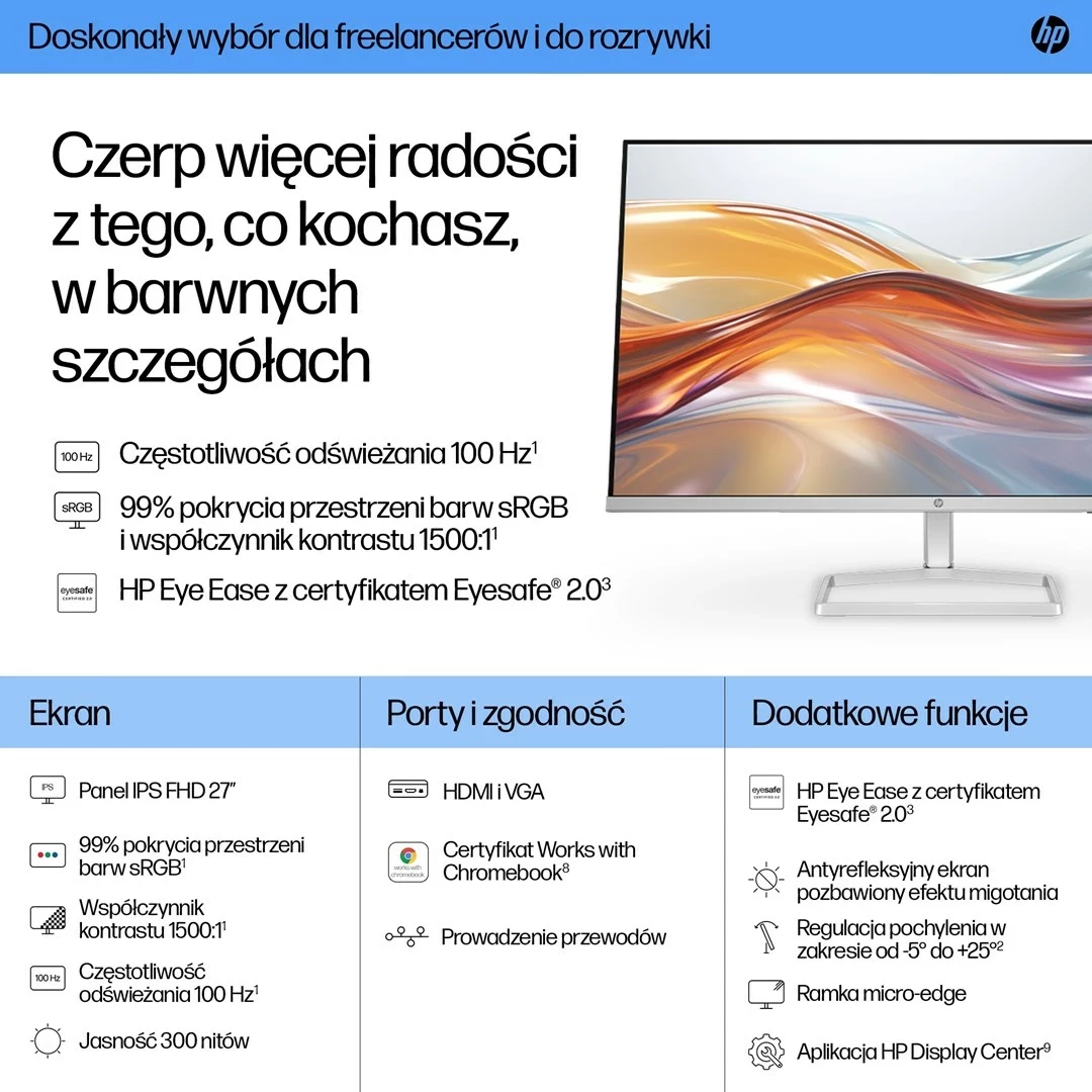 LED IPS monitor 27" 527sf, 100 Hz, srebrn - HP