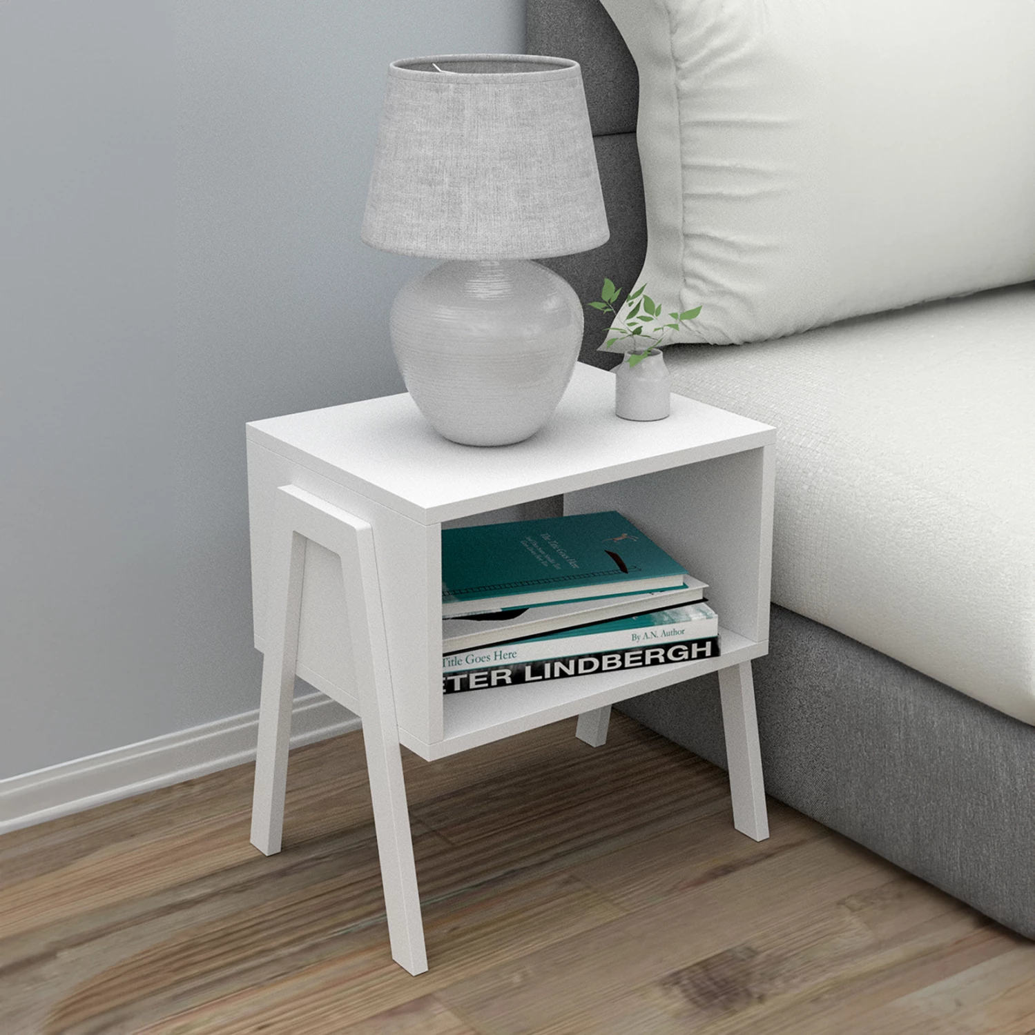 Nočna omarica JAKE FH18182.01 melamin v beli barvi 48x35x49Hcm