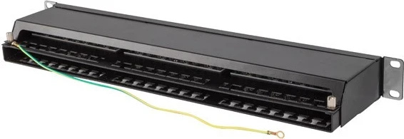 Patch panel Lanberg PPSA-1048-B, 19" 1U kat. 6A ekraniran FTP s 48 priključki, črn