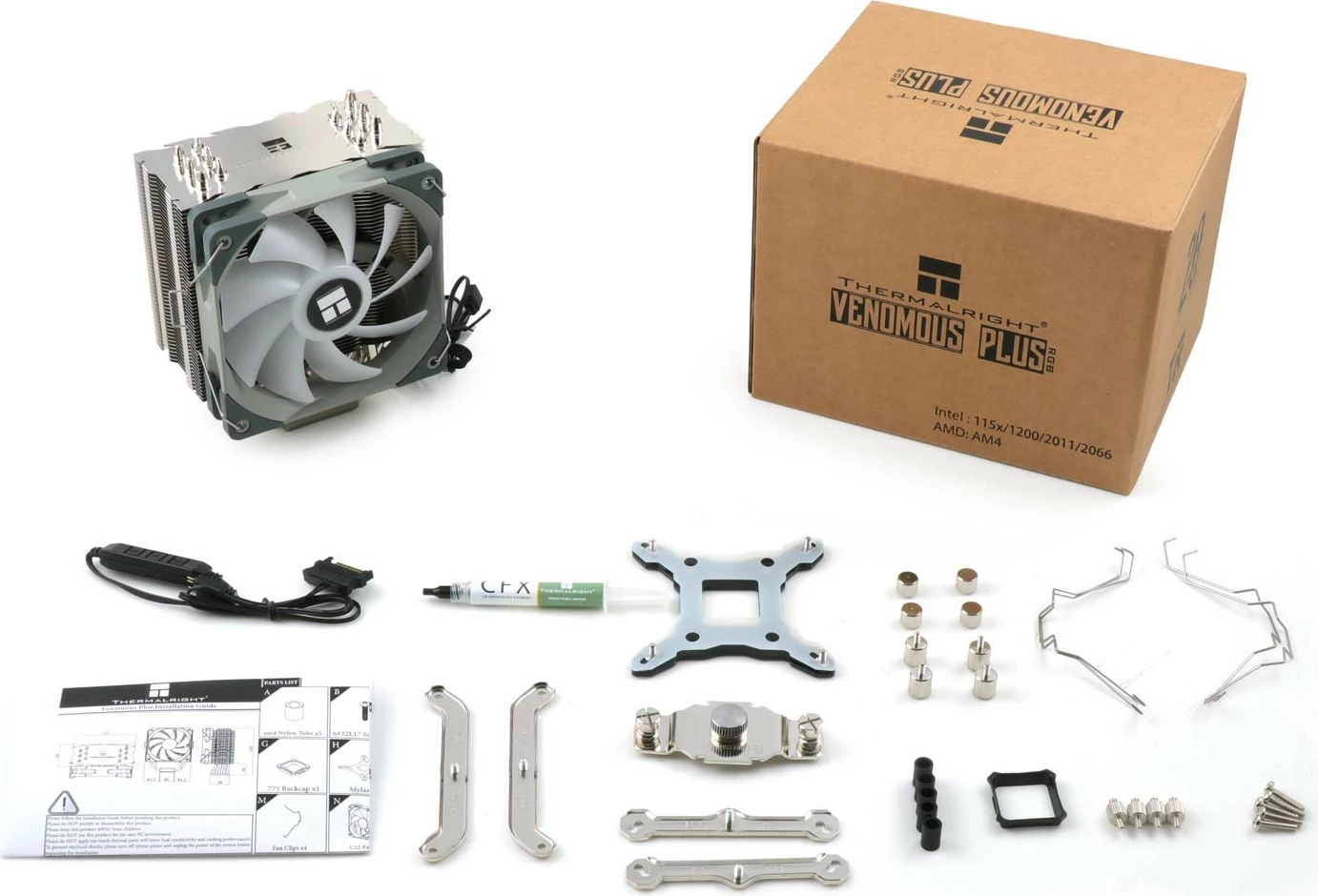 Zračni hladilnik za procesor Thermalright Venomous Plus, 1500 RPM, ARGB, krom/siv