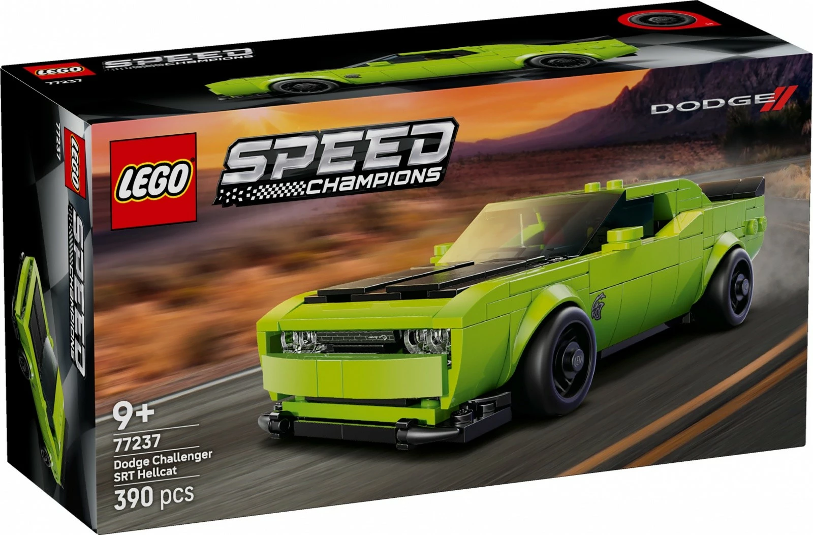 Model avtomobila Dodge Challenger SRT Hellcat, LEGO Speed Champions 77237, 390 kosov, zelen
