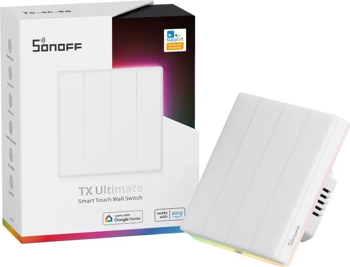 Pametno stensko stikalo Sonoff TX T5 4C, 4-kanalno, WiFi, belo