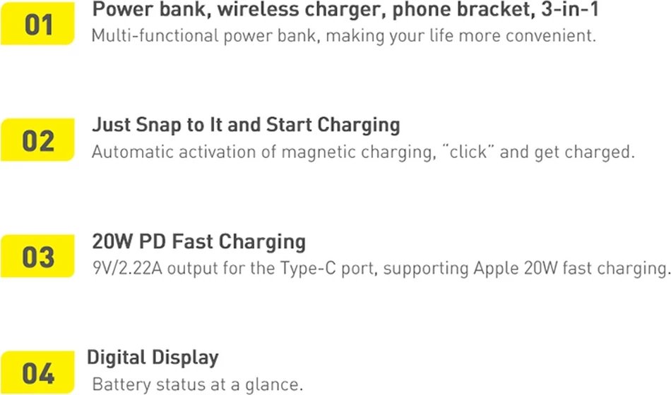 Powerbank Baseus Magnetic Bracket PPCX000203, 10000 mAh, MagSafe, 20 W, z USB-C kablom 0,5 m, temno modra