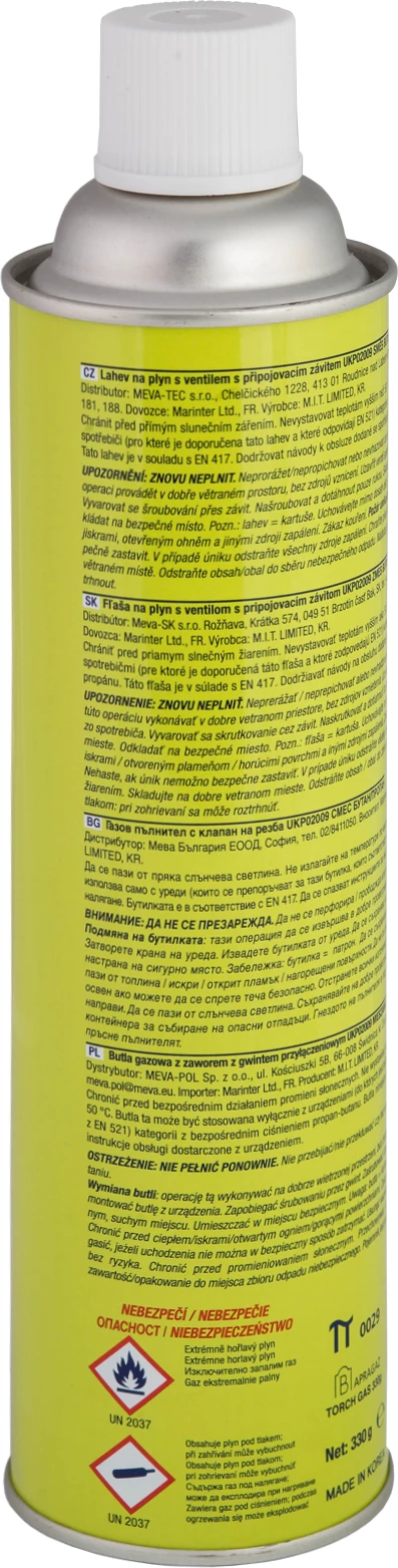 Plinska kartuša 330 g, ventil z navojem 7/16 - Meva UKP02009