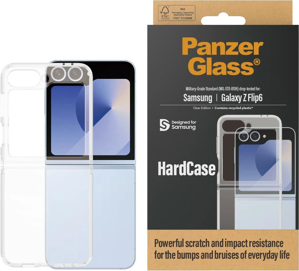 Zaščitni ovitek PanzerGlass Hardcase za Samsung Galaxy Z Flip 6, prozoren
