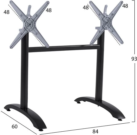 Aluminijasta osnova 2 stolpca FH468.01 črna mat 84x60x73-93cm