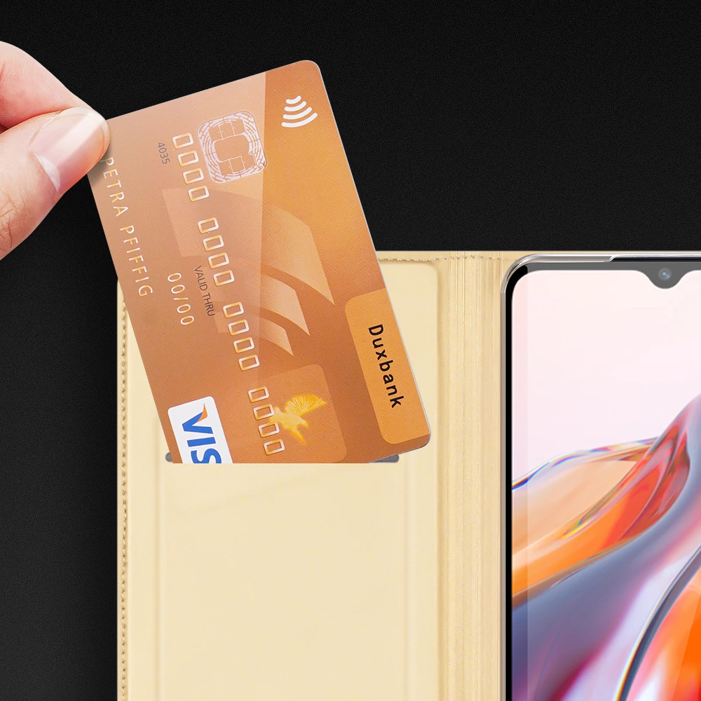 Zaščitni ovitek Dux Ducis Skin Pro za Xiaomi Redmi 11A / Poco C55 / Redmi 12C, z vložkom za kartice, stojalom, črn