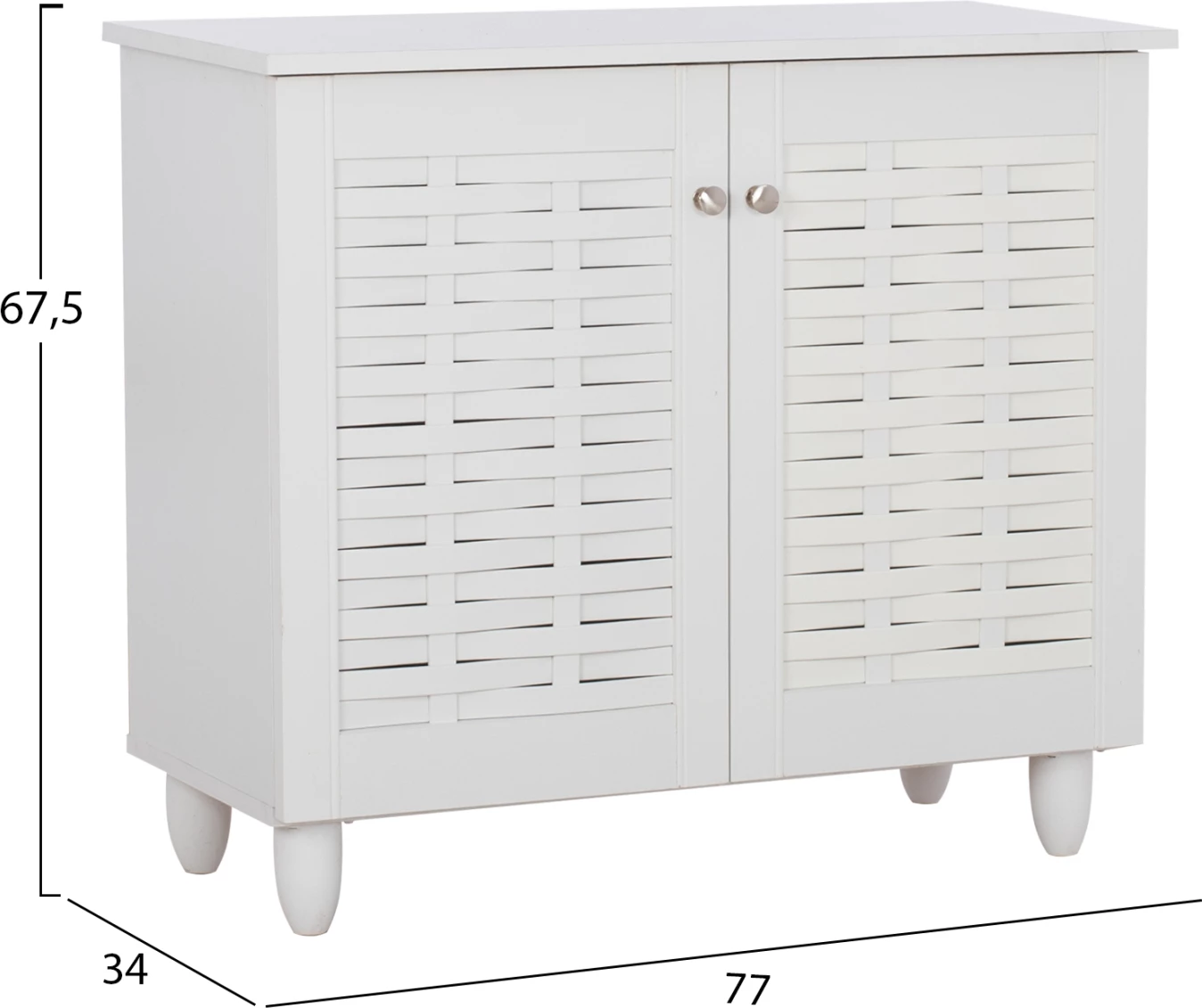 Omara za čevlje Cassiope melamin bela z nogami 77Χ34Χ67.5 cm