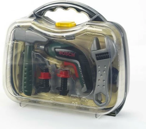 Igralni set orodij z izvijačem, za otroke, brez baterij, črn/srebrn/prosojen — Bosch Toolbox Ixolino II, Klein 8346