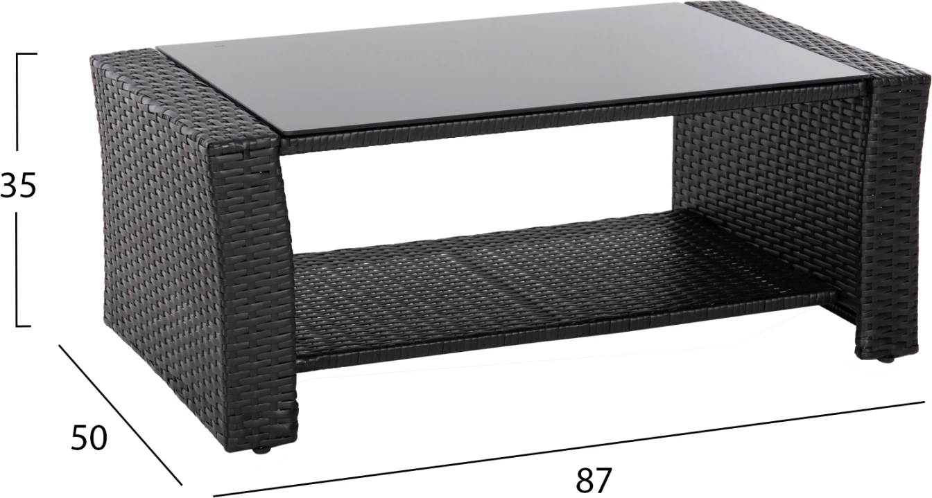 Zunanji salon 4-delni set THORE FH5978 sintetični ratan v antracit-bež blazinah