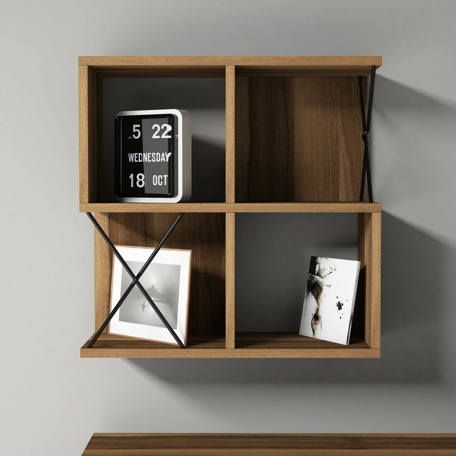 Modern regal za na steno Skye Decor, ekstra, rjava barve