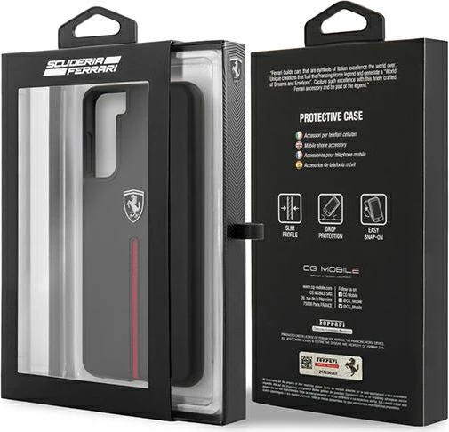Ovitek Ferrari Off Track za Samsung Galaxy S21, usnje, črn