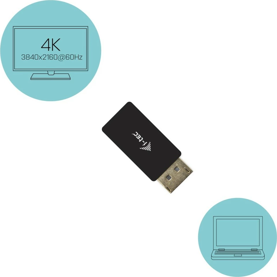 Adapter DisplayPort v HDMI 4K/60Hz, i-tec, črn