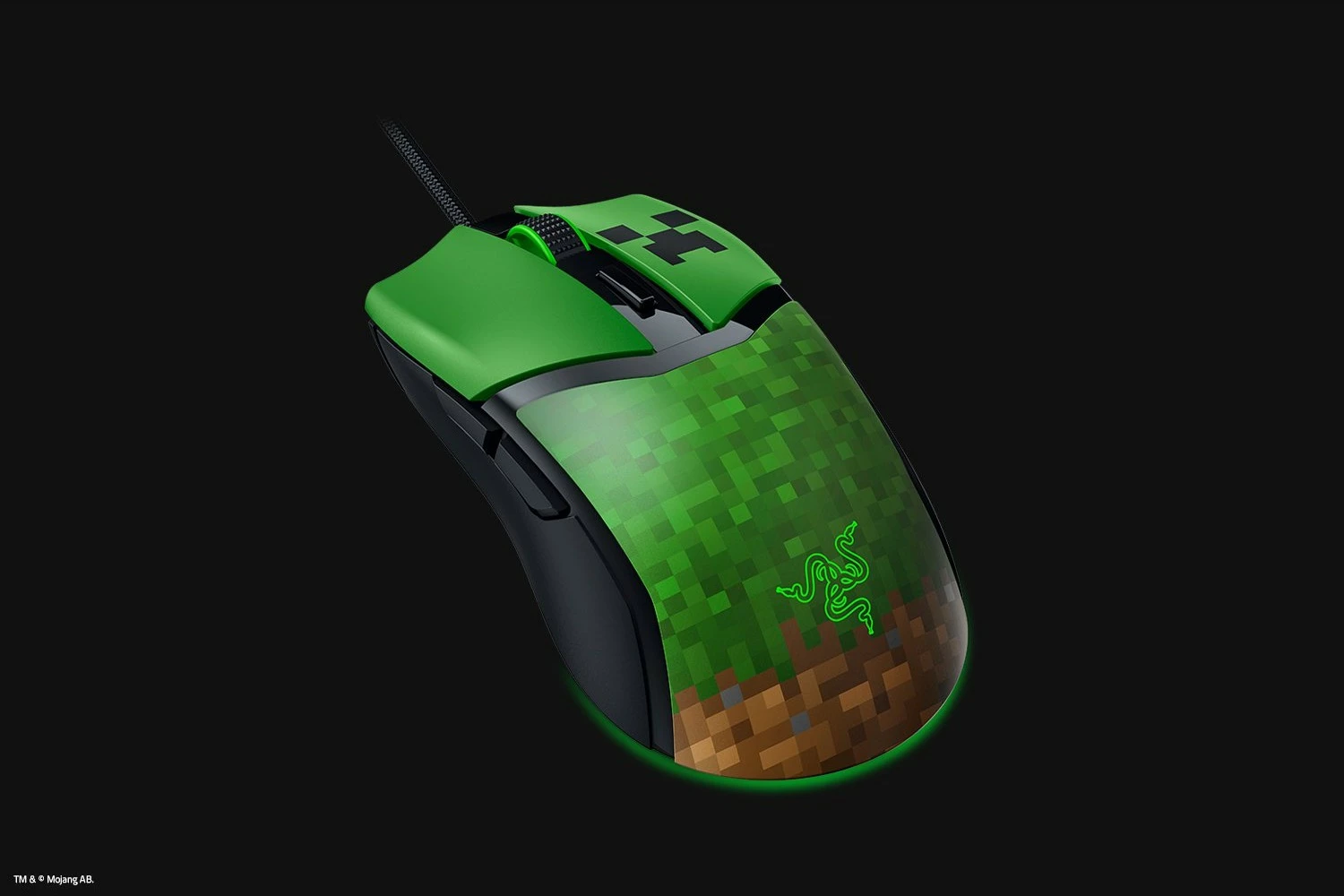 Gaming miš Cobra Minecraft Edition, Razer, z žico, zelen