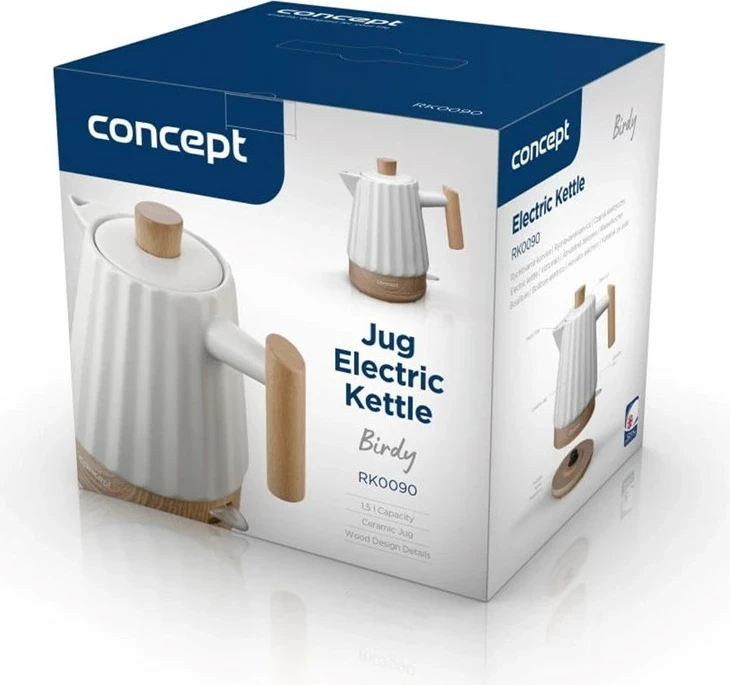 Električni čajnik, Concept RK0090, 1,5 l, keramika, bel